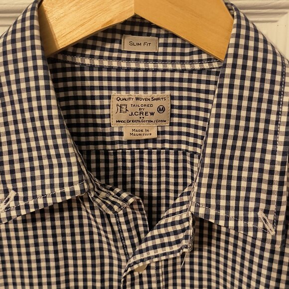 J.Crew Slim Fit Navy & White Gingham Shirt size M - Picture 5 of 6